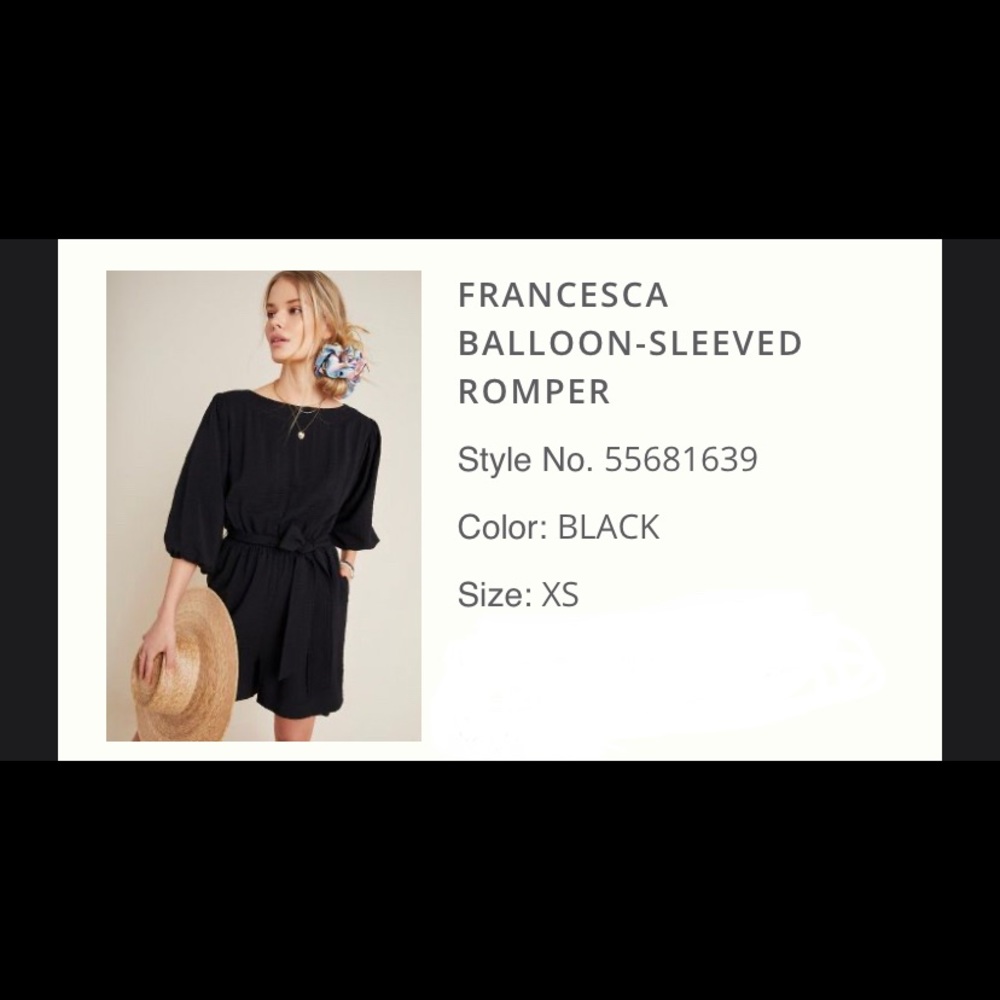 Anthropologie Romper XS with balloon sleeves